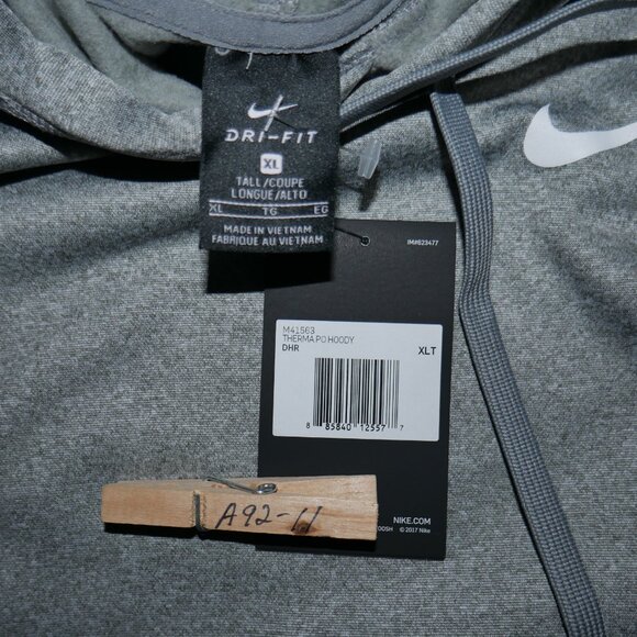 Nike Dri-Fit Fleece Hoodie Men's Size XL Tall XLT Heather Gray Therma-Fit NWT - Picture 5 of 8